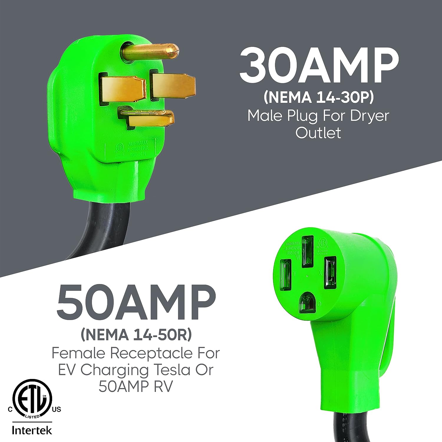 SBB NEMA 14-30P to 14-50R Adapter Cord